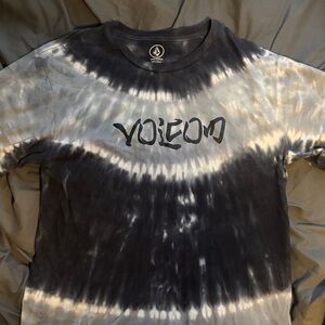 Volcom Black and Gray Tie-Dye Tee
